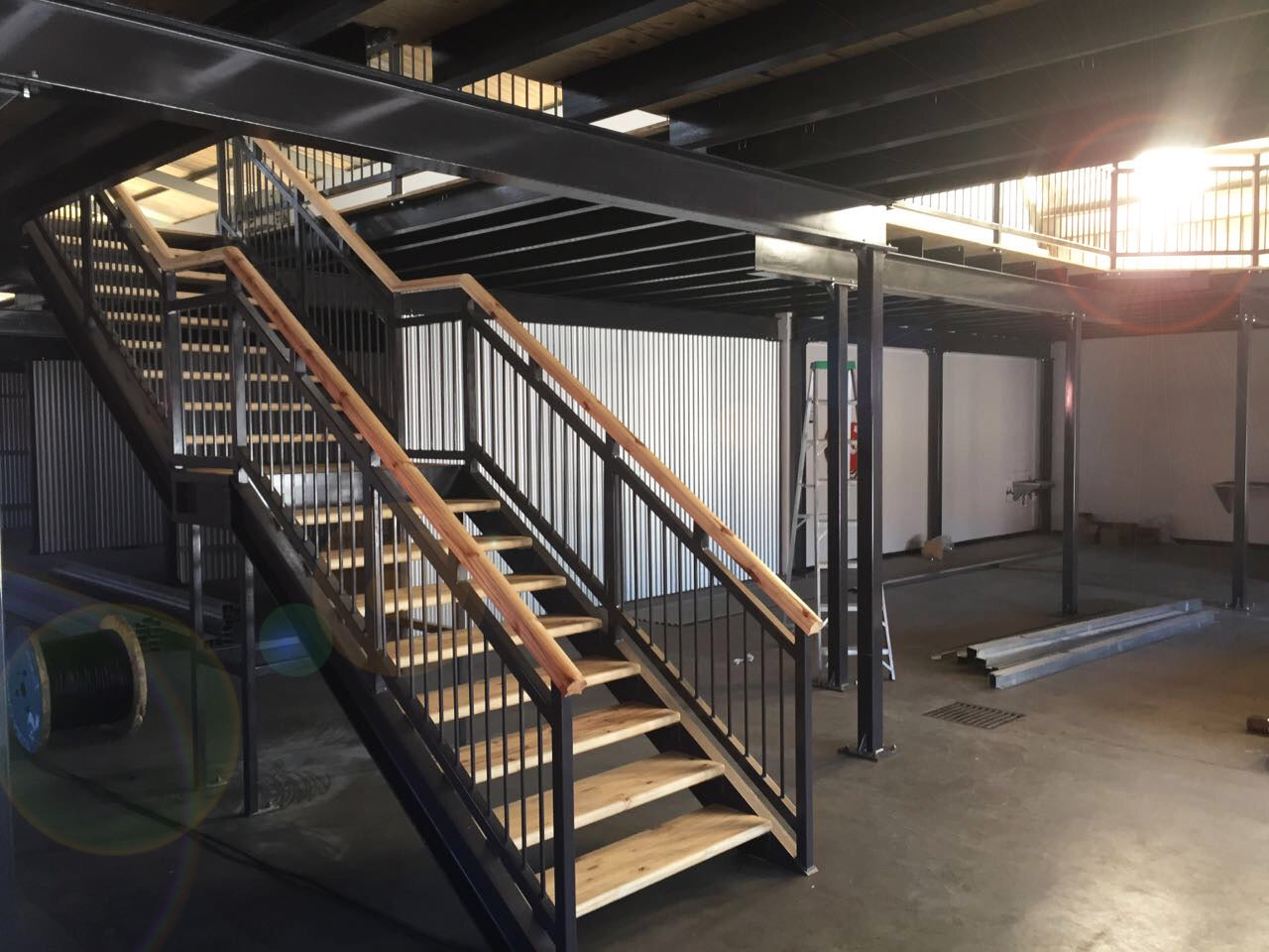 Custom steel & wood stair installation